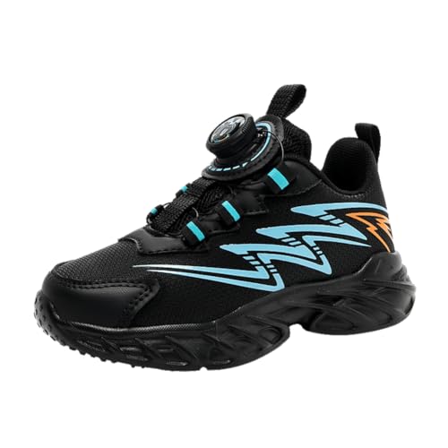 Twinice Kinder Jungen wasserdichte Leder Walkingschuhe Fitness Sportschuhe Running Straßenlaufschuhe Modisch und Leicht Schwarz und Blau EU 38 von Twinice