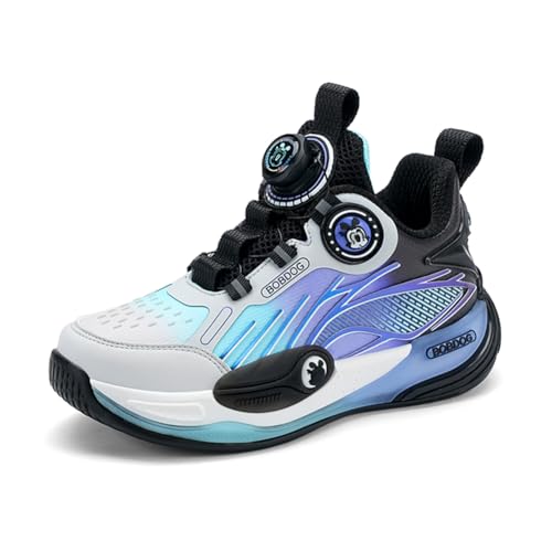 Twinice Kinder Jungen wasserdichte Leder Walkingschuhe Fitness Sportschuhe Running Straßenlaufschuhe Modisch und Leicht Schwarz und Grau EU 32 von Twinice