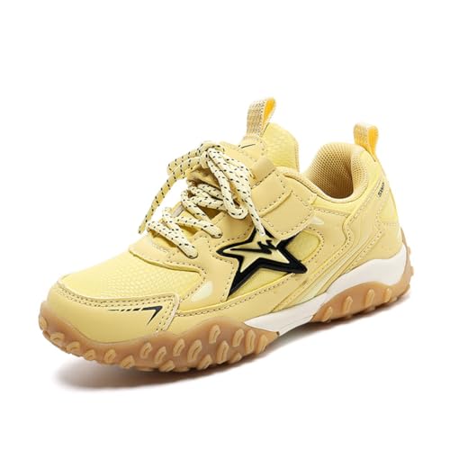 Twinice Kinder Schneestiefel Jungen Warmfutter Stiefel Wanderschuhe Wasserfeste Trekkingschuhe Winterschuhe Gelb EU 35 von Twinice