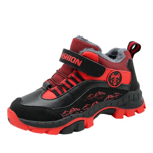 Twinice Kinder Schneestiefel Jungen Warmfutter Stiefel Wanderschuhe Wasserfeste Trekkingschuhe Winterschuhe Rot 38 EU von Twinice
