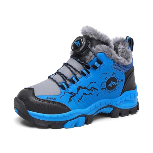 Twinice Kinder Schneestiefel Jungen Warmfutter Stiefel Wanderschuhe Wasserfeste Trekkingschuhe Winterschuhe Royal Blue39 EU von Twinice