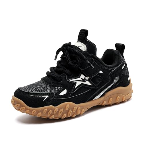 Twinice Kinder Schneestiefel Jungen Warmfutter Stiefel Wanderschuhe Wasserfeste Trekkingschuhe Winterschuhe Schwarz EU 36 von Twinice