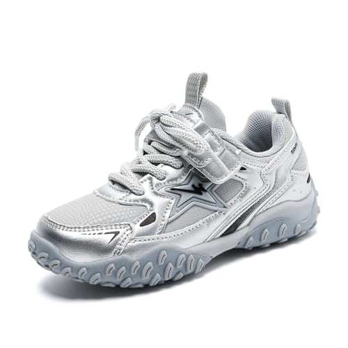 Twinice Kinder Schneestiefel Jungen Warmfutter Stiefel Wanderschuhe Wasserfeste Trekkingschuhe Winterschuhe Silber EU 38 von Twinice