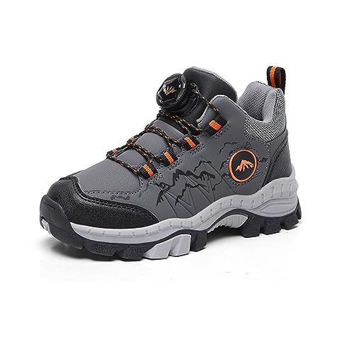 Twinice Kinder Schneestiefel Jungen Warmfutter Stiefel Wanderschuhe Wasserfeste Trekkingschuhe Winterschuhe grau 39 EU von Twinice