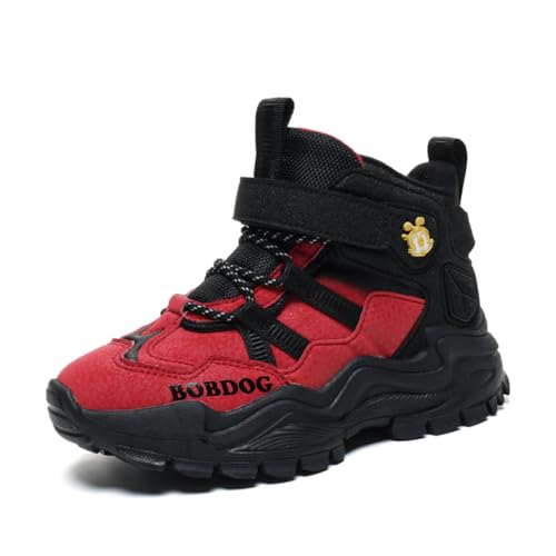 Twinice Kinder Winterschuhe Warm Gefütterte Winterboots Jungen Mädchen Trekkingschuhe Schneestiefel Baumwollschuhe Outdoor rutschfest mit Klettverschluss Rot EU 38 von Twinice