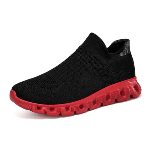 Twinice Laufschuhe Damen Luftpolster Atmungsaktiv Sportschuhe Turnschuhe rutschfeste Leichtgewichts Straßenlaufschuhe Sneaker Joggingschuhe Walkingschuhe Fitness Schwarz Rot 40EU von Twinice