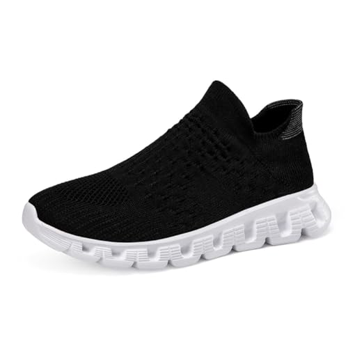 Twinice Laufschuhe Damen Luftpolster Atmungsaktiv Sportschuhe Turnschuhe rutschfeste Leichtgewichts Straßenlaufschuhe Sneaker Joggingschuhe Walkingschuhe Fitness Schwarz und weiß 38EU von Twinice