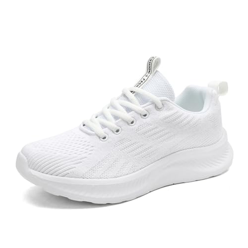 Twinice Laufschuhe Damen Luftpolster Atmungsaktiv Sportschuhe Turnschuhe rutschfeste Leichtgewichts Straßenlaufschuhe Sneaker Joggingschuhe Walkingschuhe Fitness Weiß 36EU von Twinice