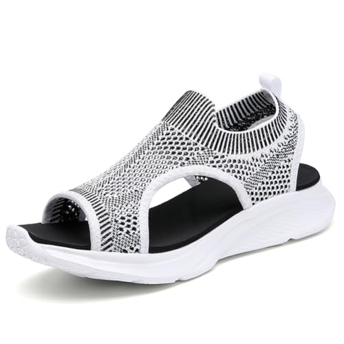 Twinice Sandalen Damen Sommer Waschbare Sport Netz Sandale Casual Strick Sandalen Plateau Slide mit WeicheOrthopädischeSommerschuhe Fussbett Bequem Slingback Schwarz-Weiß 41EU Twinice Sandalen Damen Sommer Waschbare Sport Netz Sandale Casual Strick Sandalen Plateau Slide mit WeicheOrthopädischeSommerschuhe Fussbett Bequem Slingback Schwarz-Weiß 41EU von Twinice