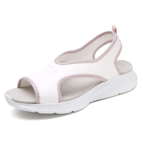 Twinice Sandalen Damen Sommer Waschbare Sport Netz Sandale Casual Strick Sandalen Plateau Slide mit WeicheOrthopädischeSommerschuhe Fussbett Bequem Slingback Weiß-Rosa 38EU Twinice Sandalen Damen Sommer Waschbare Sport Netz Sandale Casual Strick Sandalen Plateau Slide mit WeicheOrthopädischeSommerschuhe Fussbett Bequem Slingback Weiß-Rosa 38EU von Twinice
