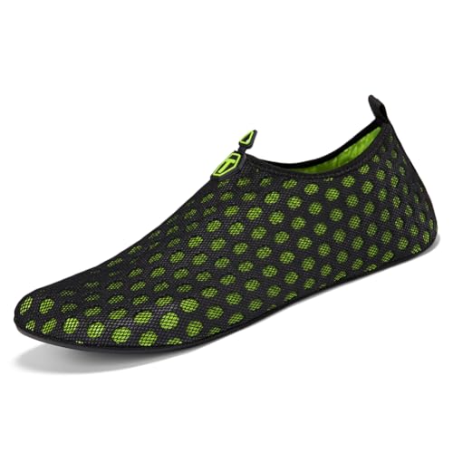 Twinice Unisex Badeschuhe Leicht Atmungsaktive rutschfeste Barfußschuhe mit Dicker Sohle Grün 35EU von Twinice