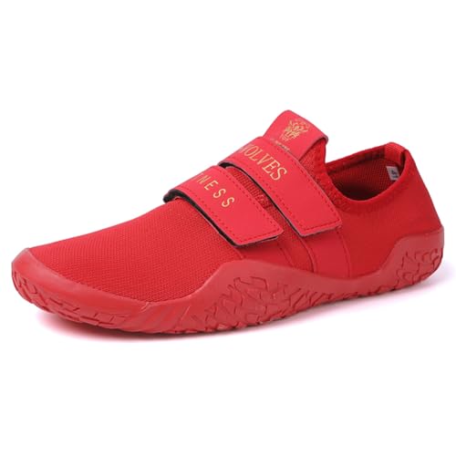 Twinice Unisex Badeschuhe Leicht Atmungsaktive rutschfeste Barfußschuhe mit Dicker Sohle Rot 45EU von Twinice