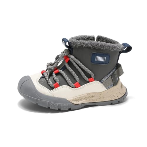 Twinice Winterstiefel Mädchen Winterschuhe Kinder Junge Wanderschuhe mit Wollfutter Schneestiefel Baumwollschuhe Outdoor rutschfest Boots grau 31 EU von Twinice