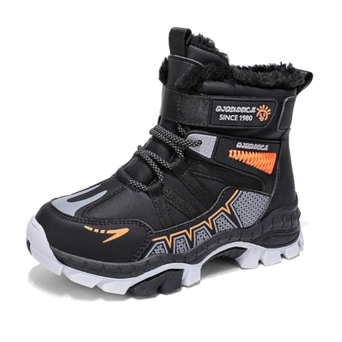 Twinice Winterstiefel für Mädchen Jungen Winterschuhe Warm Gefüttert Winterboots Outdoor rutschfeste Schneestiefel Kinder 30EU-45EU Schwarz 34EU von Twinice