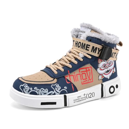 Warme Gefüttert Winterstiefel Herren Damen Wasserdicht Winterschuhe rutschfest Trekking Wanderschuhe Schneestiefel blau 43EU von Twinice