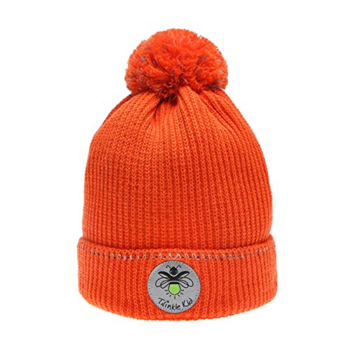 Twinkle Kid - Kinder Reflektor Mütze - Leuchtbommel Back to School, Orange Flame (54/56) von Twinkle Kid