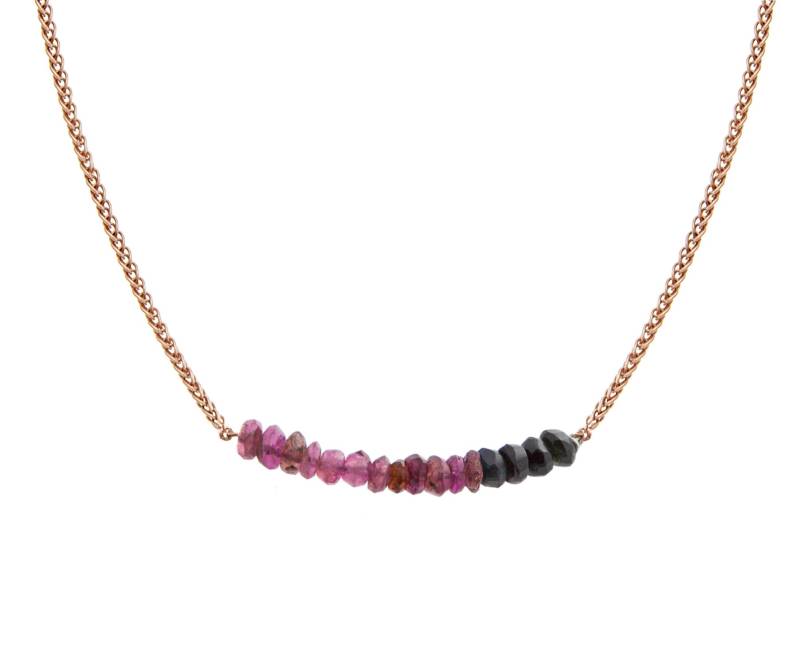 Roségold Vermeil Rubin An Schwarzem Ombre Facettierten Turmalin Und Onyx Bar Halskette von TwinkleAndFrostyShop