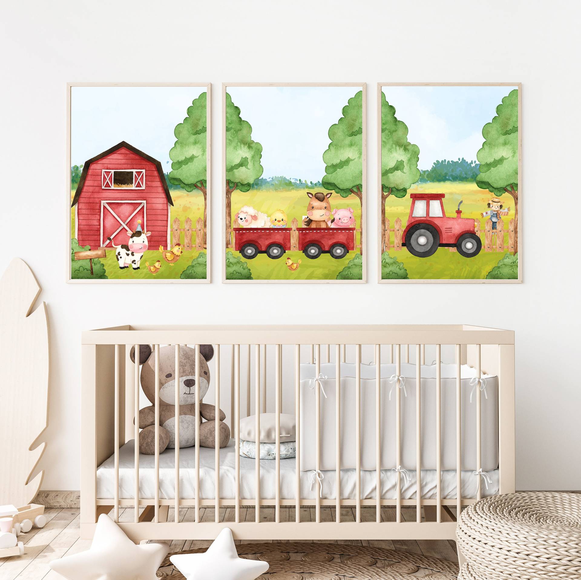 Bauernhof Tiere Kinderzimmer Dekor Kunstdruck - 3Er Set, Geschenk Für Baby, Geschenke Neugeborene von TwinkleGiraffe