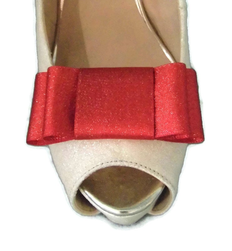 Handgemachte Große Rote Schleifen-Schuhclips Mit Gold Glitzer Handgemachte Große Rote Schleifen-Schuhclips Mit Gold Glitzer von TwinkleToesShoeClips