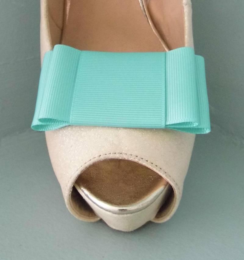 Handgemachte Mint Grosgrain Large Bow Schuhclips - Andere Farben Auf Anfrage von TwinkleToesShoeClips