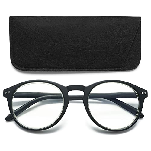 Twinkleyes Anti Blaulicht Lesebrille Hochwertig Federscharnier Herren Damen Retro Rund Brillen brille ohne sehstärke mit Blaulichtfilter +0 1.0 1.5 2.0 2.5 3.0 3.5 4.0 (Schwarz(1 Stück), 0) von Twinkleyes