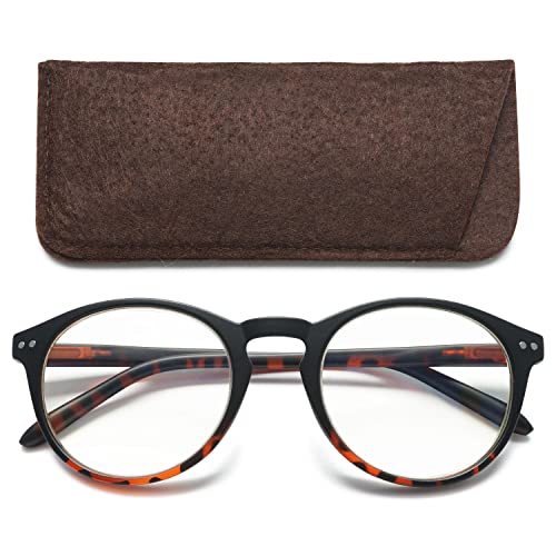 Twinkleyes Anti Blaulicht Lesebrille Hochwertig Federscharnier Herren Damen Retro Rund Brillen mit Blaulichtfilter +0 1.0 1.5 2.0 2.5 3.0 3.5 4.0(Braun(1 Stück), 1.0) von Twinkleyes