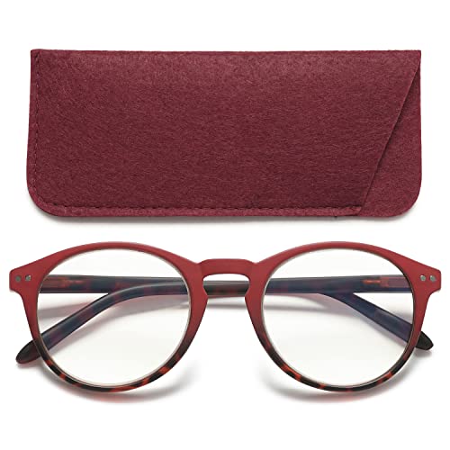 Twinkleyes Anti Blaulicht Lesebrille Hochwertig Federscharnier Herren Damen Retro Rund Brillen mit Blaulichtfilter +0 1.0 1.5 2.0 2.5 3.0 3.5 4.0(Rot(1 Stück), 1.0) von Twinkleyes