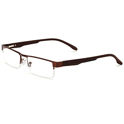 Twinkleyes Lesebrillen Metall Sehhilfe Augenoptik Halbrand Halbrandbrille Brille Lesehilfe für Damen Herren von 1.0 1.5 2.0 2.5 3.0 3.5 4.0 (Braun, 2.0) von Twinkleyes