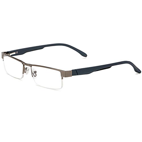 Twinkleyes Lesebrillen Metall Sehhilfe Augenoptik Halbrand Halbrandbrille Brille Lesehilfe für Damen Herren von 1.0 1.5 2.0 2.5 3.0 3.5 4.0 (Grau, 2.0) von Twinkleyes