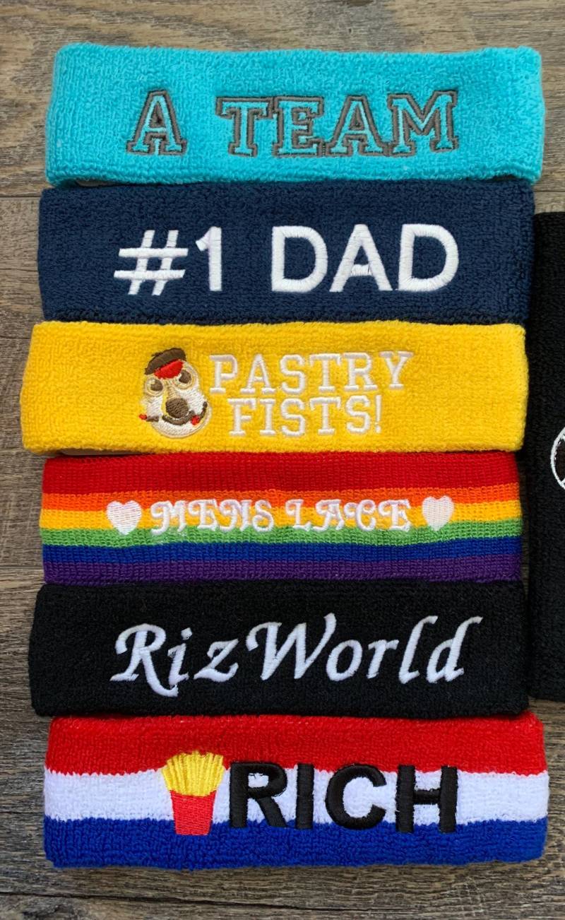 Schweißbänder Stirnbänder Bestickt Stretch Frottee Personalisiert Schweißbänder Stirnbänder Bestickt Stretch Frottee Personalisiert von Twinmimis