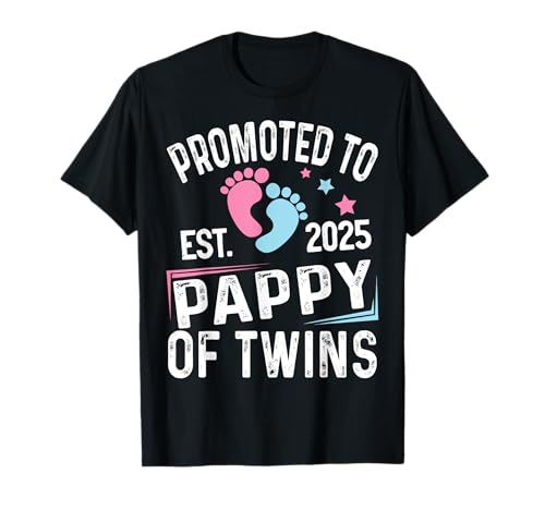 Zum Pappy Of Twins Est 2025 Baby Shower befördert T-Shirt Zum Pappy Of Twins Est 2025 Baby Shower befördert T-Shirt von Twins Baby Gender Reveal Matching Party