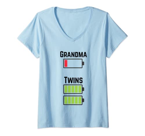 Damen Tired Twin Grandma Low Battery Charge T-Shirt – Damen T-Shirt mit V-Ausschnitt Damen Tired Twin Grandma Low Battery Charge T-Shirt – Damen T-Shirt mit V-Ausschnitt von Twins Full Battery Grandma Low Charge Tees