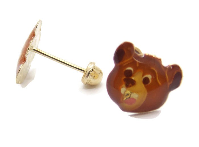 14K Gelbgold Die Kleinen Bären Ohrringe von TwinsjewelryShop