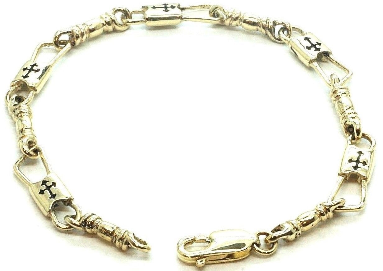 Acts Armband Fishers Of Men 10K Gold 9 "Regular Link, Kreuzdesign Mit Knospen von TwinsjewelryShop