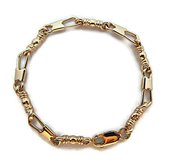 Acts Armband Fishers Of Men 10K Solid Gelb Gold 21, 5 cm Medium Link, Original Design von TwinsjewelryShop