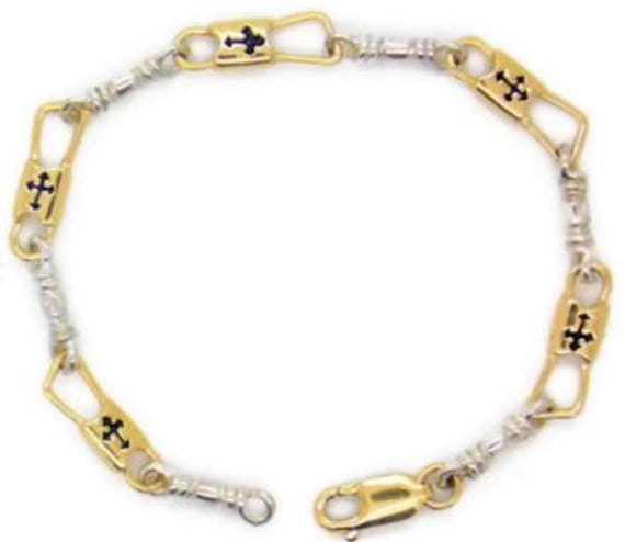Acts Armband Fishers Of Men 14K Gold Und Silber Regular Link, Malteser Kreuz Design von TwinsjewelryShop