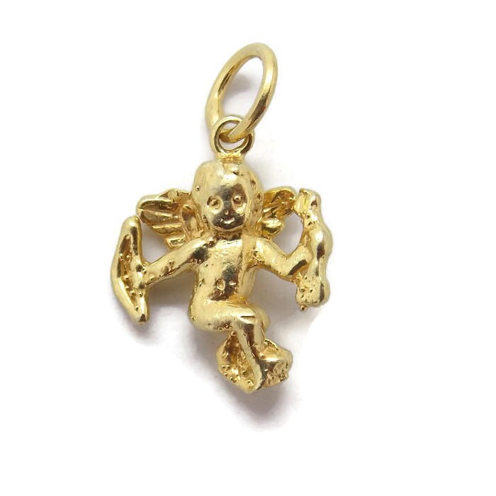 Amor Engel Anhänger Charm 585Er Gelbgold von TwinsjewelryShop