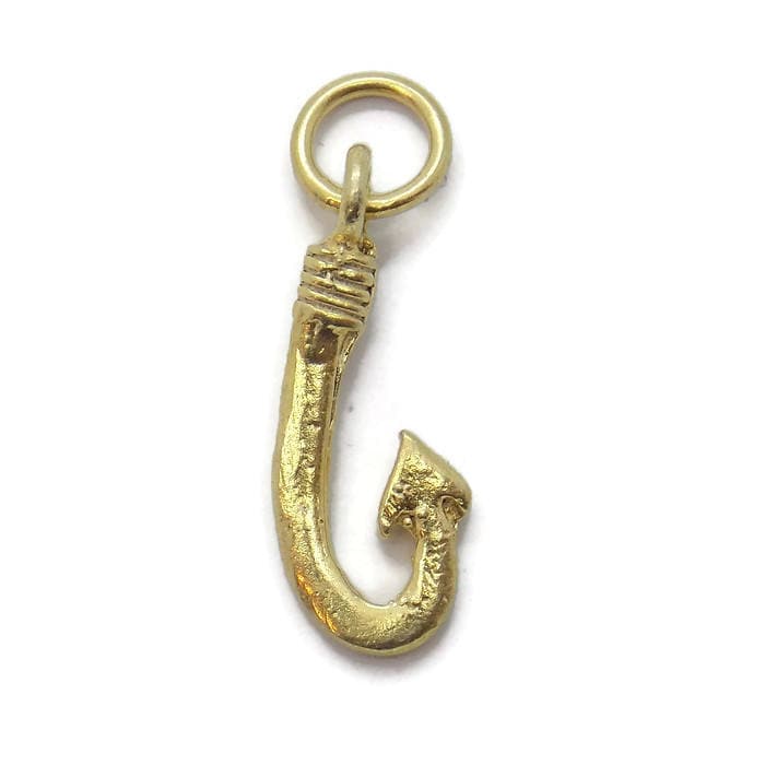 Angelhaken Anhänger Charm 14K Gelbgold von TwinsjewelryShop