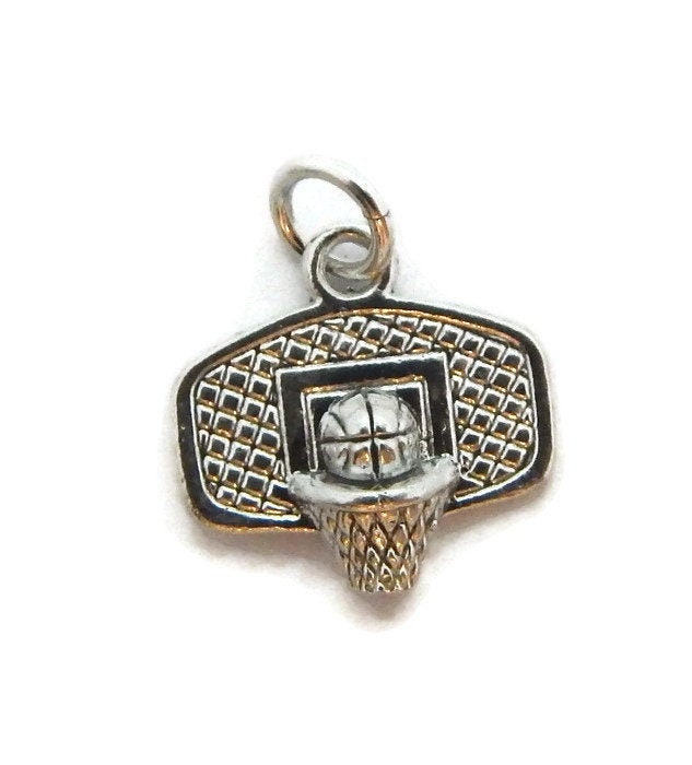 Basketball Hoop Anhänger .925 Sterling Silber von TwinsjewelryShop