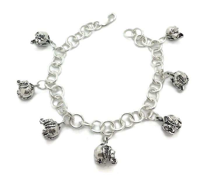 Bettelarmband Mit 7 Elefanten Charms Handgemacht .925 Sterling Silber von TwinsjewelryShop