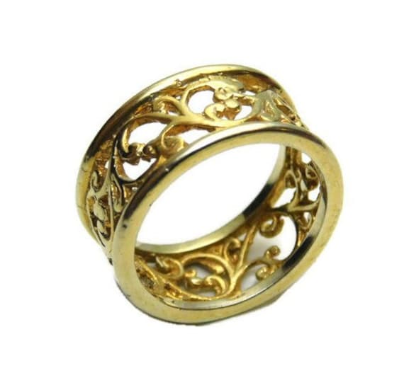 Blumen Bandring 14K Gelbgold von TwinsjewelryShop