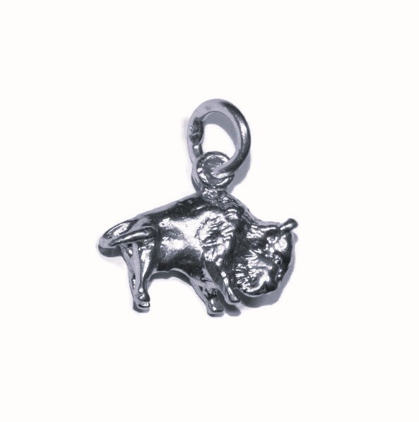Büffel Charm Anhänger .925 Sterling Silber von TwinsjewelryShop