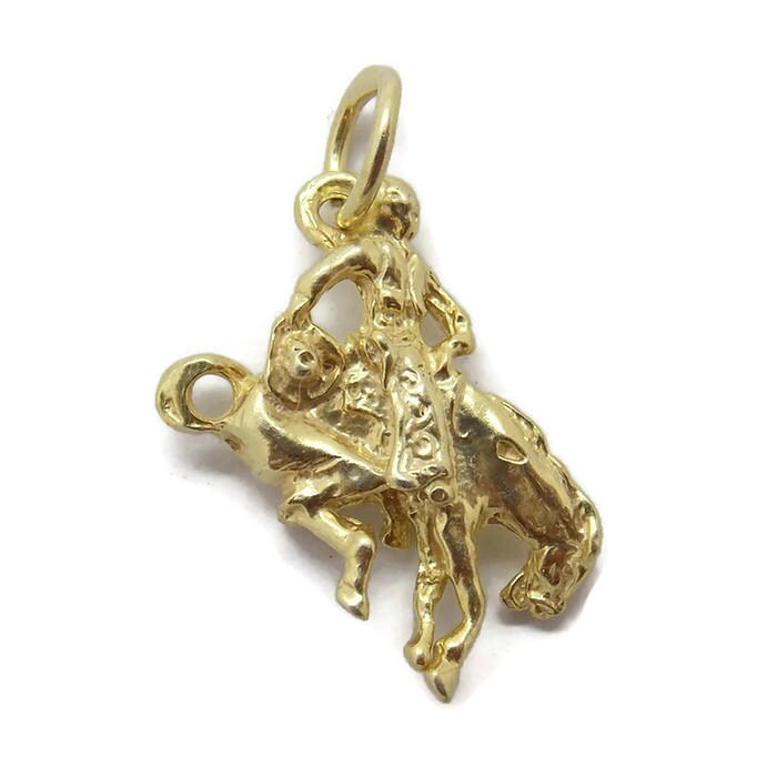 Cowgirl Charm Anhänger 14K Gelbgold von TwinsjewelryShop