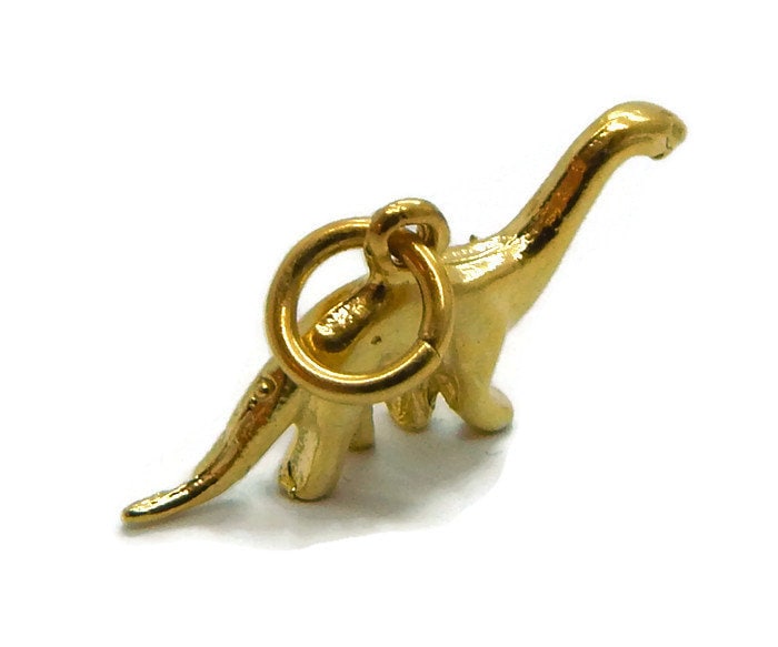 Dinosaurier Brontosaurier Charm Anhänger Aus 585Er Gelbgold von TwinsjewelryShop