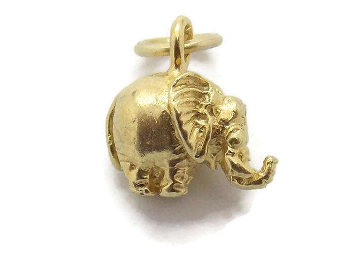 Elefant Anhänger Charm 585Er Gelbgold von TwinsjewelryShop