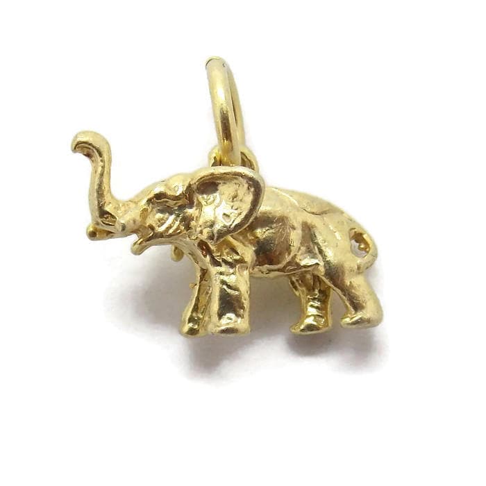Elefant Anhänger Charm. 14K Gelbgold von TwinsjewelryShop