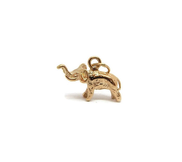 Elefant Anhänger Charm. 14K Gelbgold von TwinsjewelryShop
