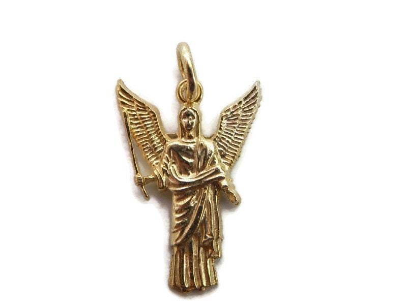 Erzengel Jophiel | Arcangel Jofil 14K Gelbgold Anhänger Charm von TwinsjewelryShop