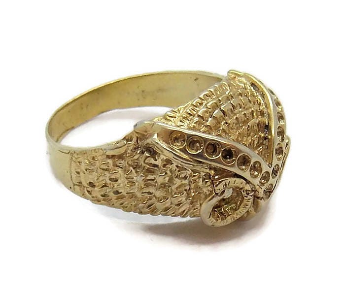 Eule | Buho Ring Aus 14K Gelbgold von TwinsjewelryShop