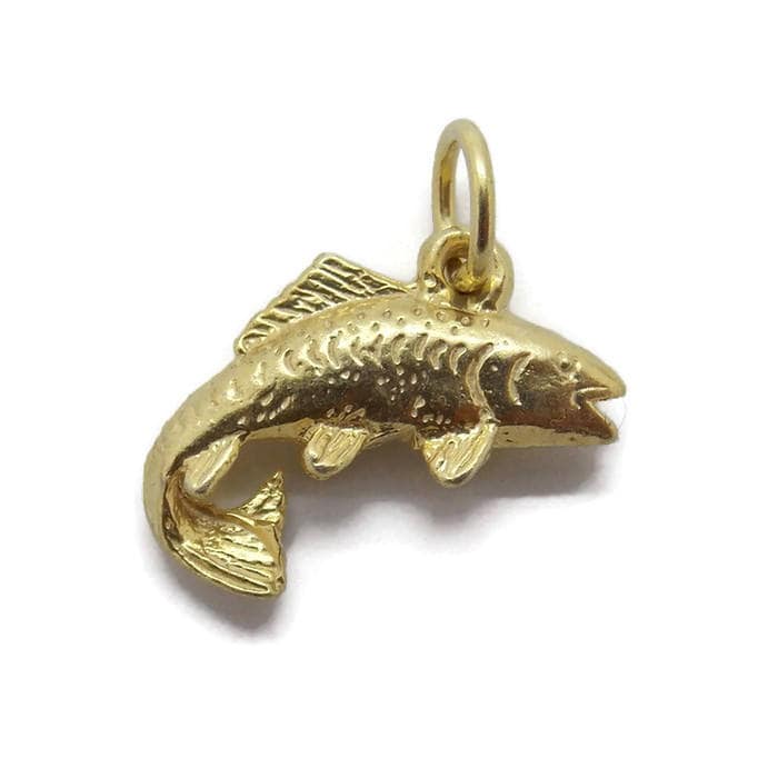 Fisch Anhänger Charm. 14K Gelbgold von TwinsjewelryShop